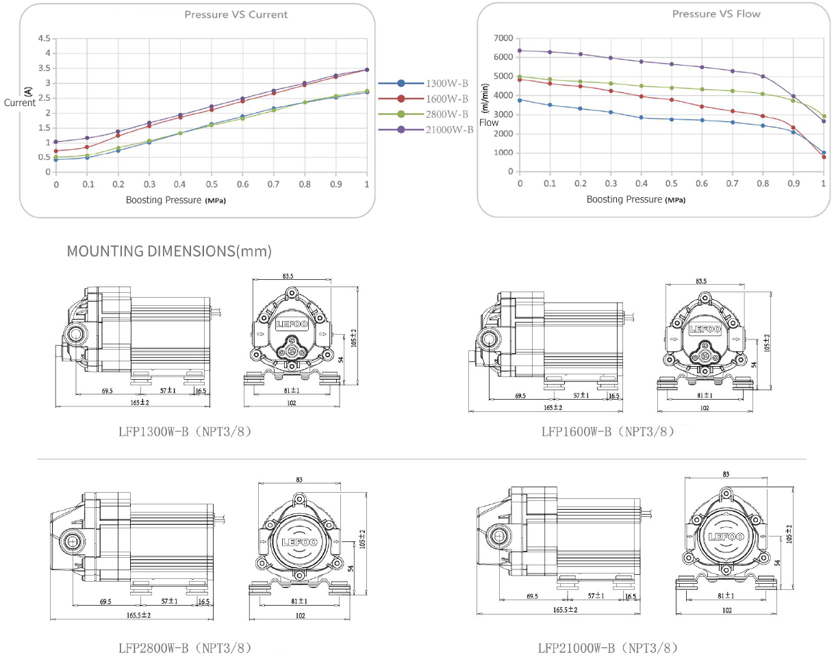 LEFOO Parameters of Commercial Water Pressure Pump RO