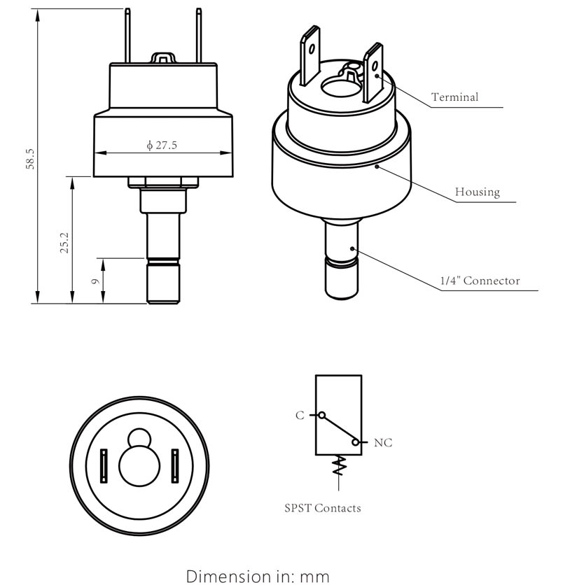 LEFOO Specification of Water Pump Pressure Switch LF08E