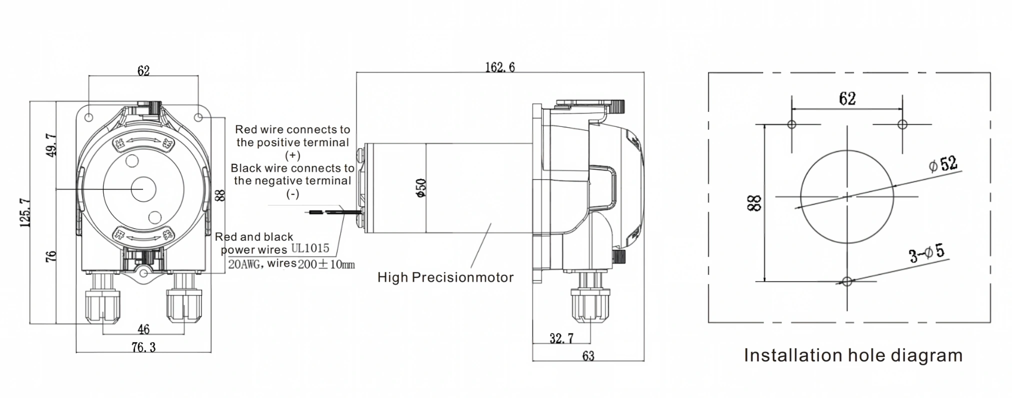 LEFOO LFP605DB High Precision DC Peristaltic Pump dimension.webp
