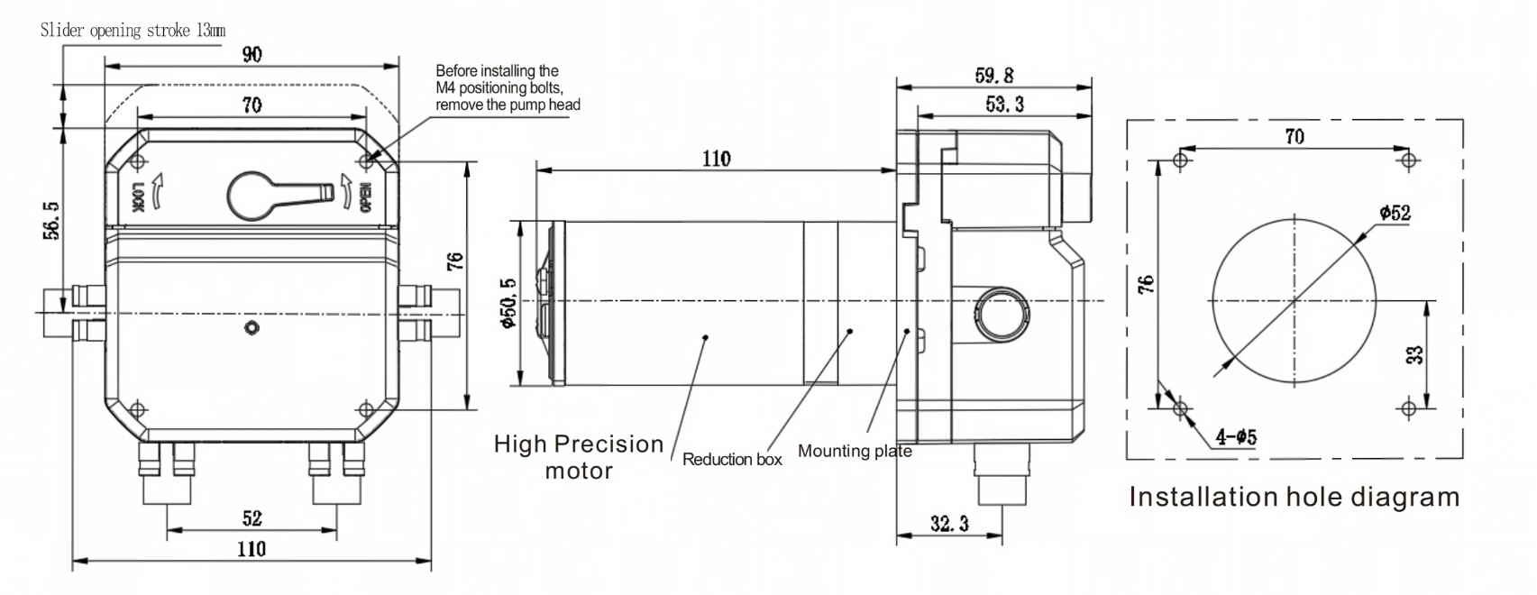 LFP501DB High Precision DC Peristaltic Pump dimension.webp